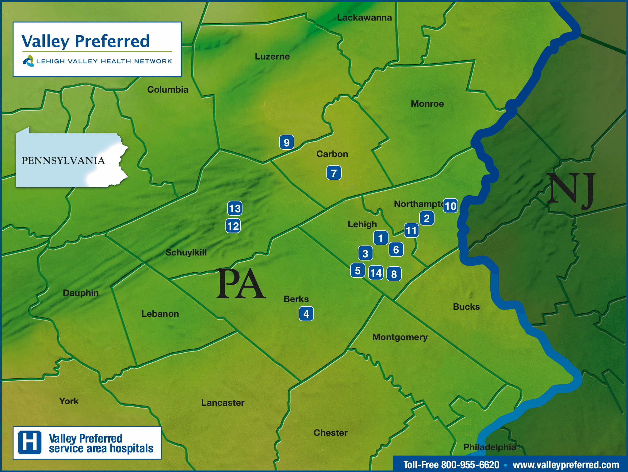Valley Preferred service area hospitals.